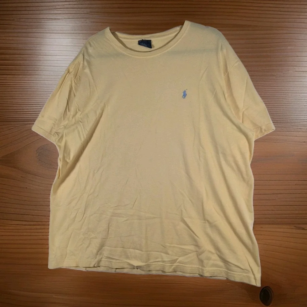 Polo Ralph Lauren Men's XL Yellow Short Sleeve T-Shirt Blue Pony Logo